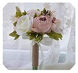 Anchura de Elemento: 16Cm DGHJK Ramo de Boda romántico Hecho a Mano Ramos de Boda Artificiales para Novias Ramos de Flores de Boda, Ramos de Novia (Color: Rosa)