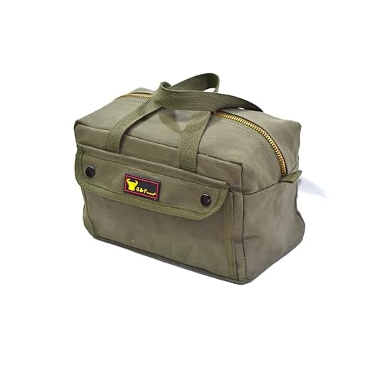 G & F Products Government Issued Style Mechanics Heavy Duty Tool Bag with Brass zipper and side pockets, tool bag for cars, drill, garden, and electrician. Olive Green , 11" x 7" x 6"
