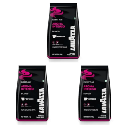 Image of Lavazza Aroma Intenso | Roasted Coffee Beans | Medium Dark Roast | Arabica Robusta Blend |bag, 1000 Grams (Pack of 3)
