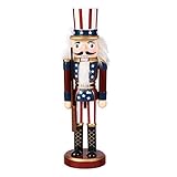 American Flag Nutcracker Dolls 25cm Wooden Nutcracker Figures Patriotic Puppet Toys Walnut Nutcracker Figurines for 4th of July Christmas Keepsake