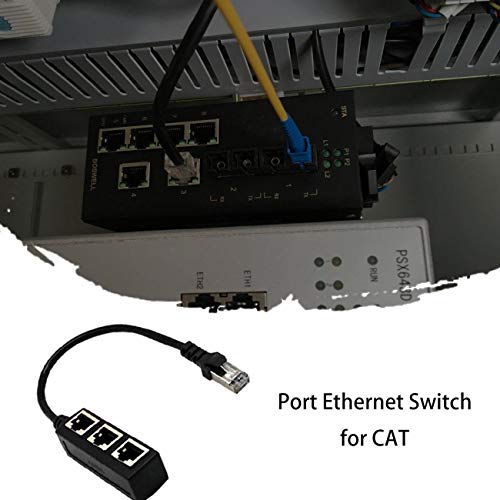 Cabo Adaptador de Divisor RJ45 Y para CAT 5/CAT 6 LAN, Durável, de 1 a 3 portas Ethernet Switch RJ45