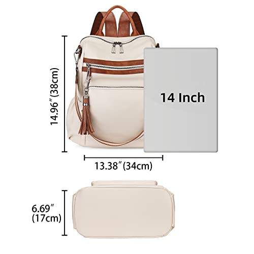 Image of Uromee Travel Backpack Purse for Women Vegan Leather Ladies Fashion Tassel Shoulder Bag Convertible