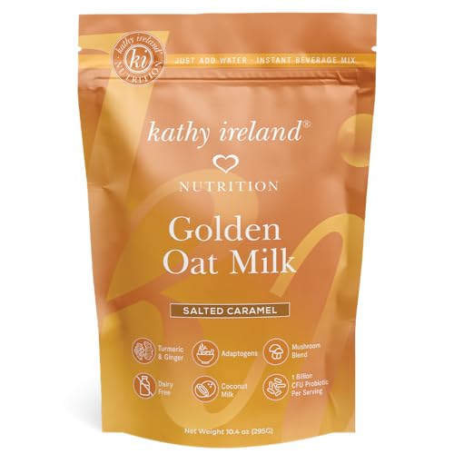 Kathy Ireland Nutrition Golden Oat Milk Instant Beverage Powder Mix, Plant-based, Salted Caramel, 10.4 oz