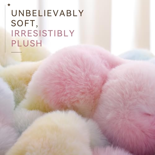 Smoofy Faux Rabbit Fur Throw for Couch - Rainbow Bubble Blanket 50"x60" - Image 4