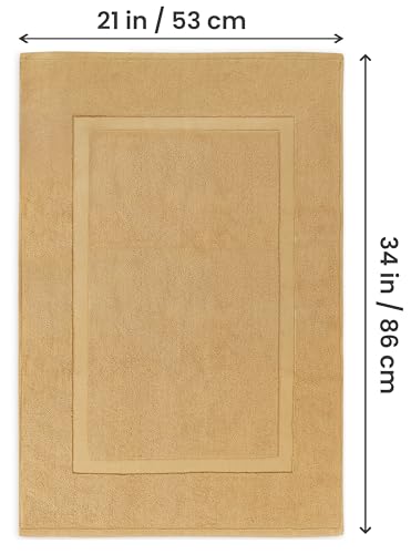 Utopia Towels Cotton Banded Rug, Bath Mats, Not a Bathroom Rug, 21 by 34 Inches, 100% Ring Spun Cotton, Highly Absorbent Shower Bathroom Floor Mat, Champagne, 2 Pack
