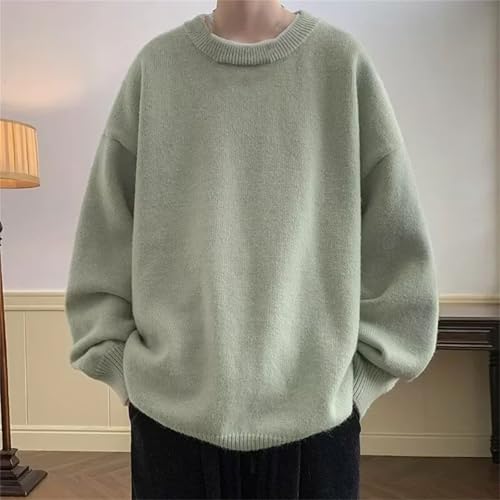 Men's Casual Solid Color Knitted Sweater Korean Fashion Cewneck Pullovers4