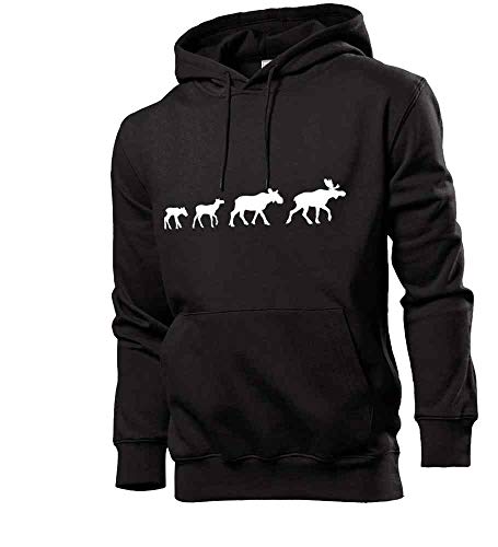 Generisch Elch Familie Männer Hoodie Sweatshirt Schwarz XXL