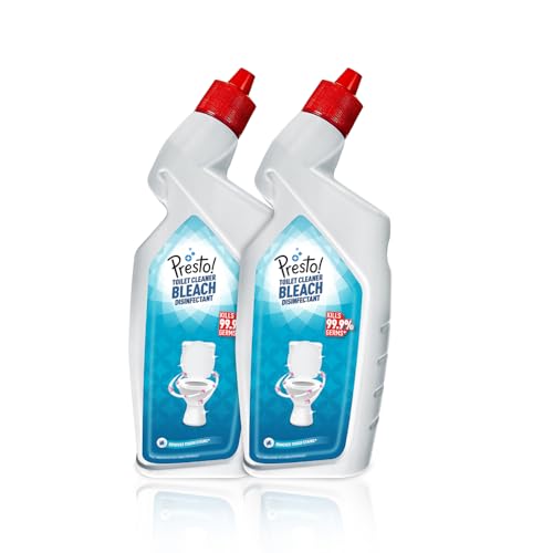 Amazon Brand - Presto! Toilet Cleaner Bleach Disinfectant | 2 Litre | 1 L x 2 Packs | Kills 99.9% Germs | White