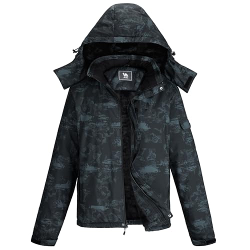 Image of CAMEL CROWN Mens Winter Coat Waterproof Ski Jacket with Fleece Lining Warm Windproof for Snow Rain Outdoor Hiking Mountain