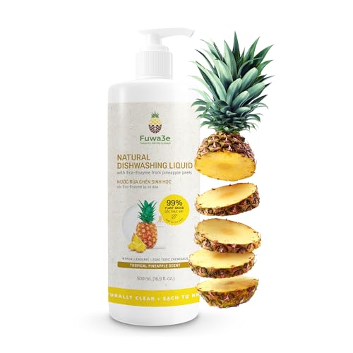 Image of Fuwa3e Pineapple Enzyme Natural Dish Soap Tropical Pineapple Scent - 16.9oz 1 Pack - 99% Plant Based Dish Liquid - Hypoallergenic Dish Soap from Discarded Pineapple Peels