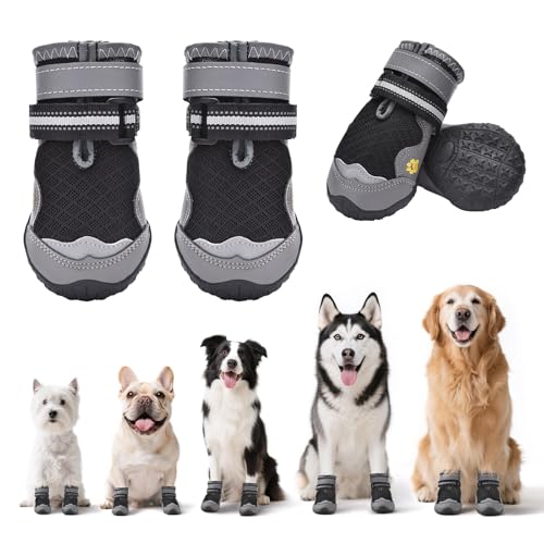 Hipaw Dog Shoes,Breathable Dog Boots for Hot Pavement,Non-Slip Paw Protector for Winter Snow,Lightweight Dog Booties for Small Medium Large Dogs,Outdoor Walking,Hiking,Indoor Hardwood Floor