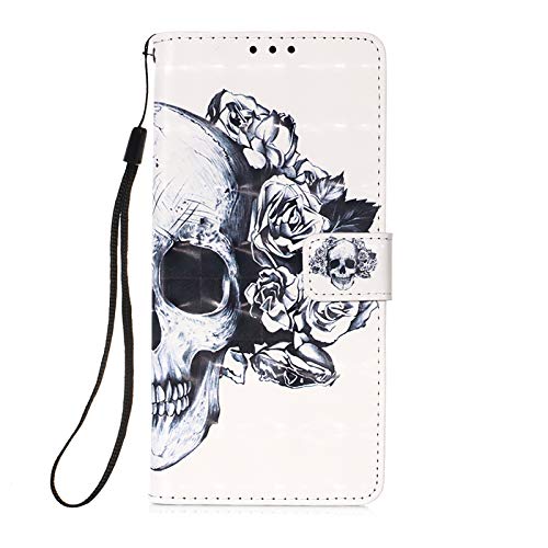 Asdsinfor Case for iPhone 15 Plus 6.7'', 3D Wallet Case PU Leather with[Card Holder][Kickstand][Wrist Strap][Magnetic Closure] Shockproof Flip Cover for iPhone 15 Plus Rose Skull YB-3D