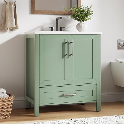 GAOMON 30" Bathroom Vanity with Ceramic Basin, Bathroom Storage Cabinet