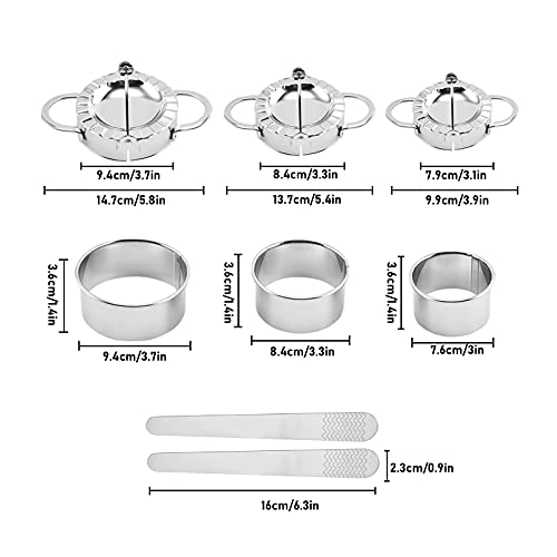 Stainless Steel Dumplings Maker Set Ravioli Maker Cutter Stamp Set With Wooden Handle Dumpling Cutter Tools Stuffing Spoon Dumpling Mold Set For Pasta, Lasagna, Pierogi (13Pcs) #TOP2