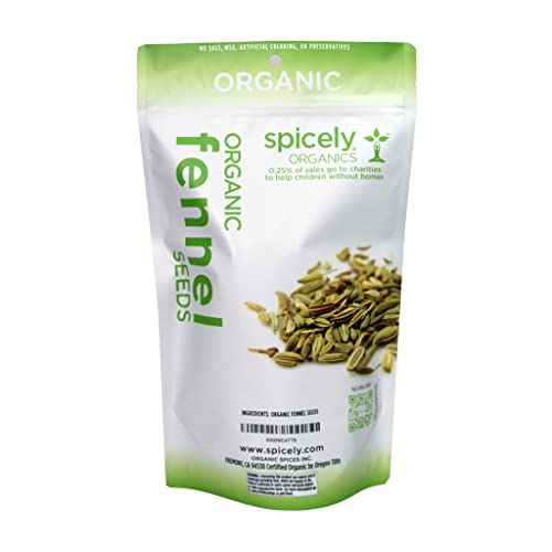 Spicely Organic Fennel Seeds 1 Lb Bag Certified Gluten Free