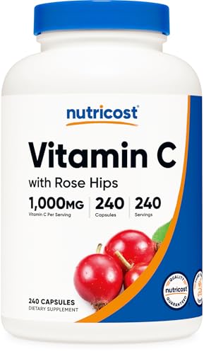 Nutricost Vitamin C with Rose Hips 1025mg, 240 Capsules - Vitamin C 1,000mg, Rose Hips 25mg...
