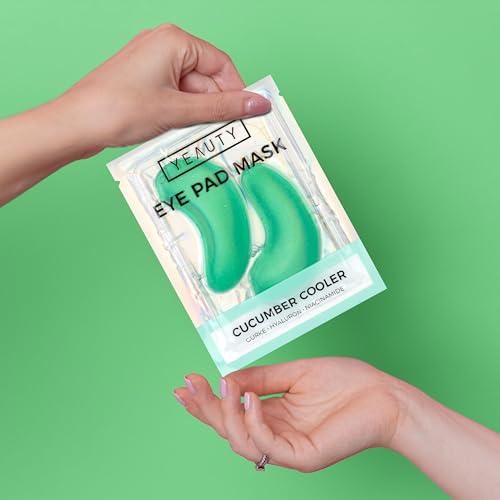YEAUTY Cucumber Cooler Eye Pad Mask | Pflegeserum aus Gurkenextrakt, Hyaluron, Niacinamiden | kühlen und glätten die Haut | feuchtigkeitsspendend (Packung mit 5)