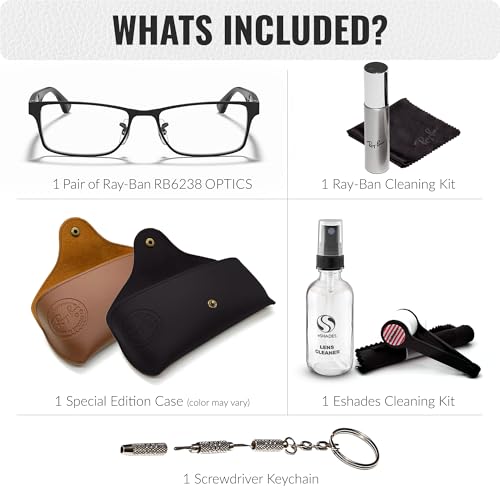 Image of Ray-Ban RB6238 Rectangle Shape Metal Eyeglasses with Official Eyewear Kit