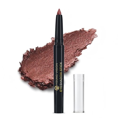 YOUNG VISION Cream Eyeshadow Stick, Waterproof Long Lasting Eye Shadow Crayon, Highly Pigmented Smudge-Proof, 2-in-1 Fine Point Eyeliner Pencil - 03 Golden Bronze