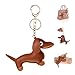 Giantree Schlüsselanhänger Dackel, Süße Welpe Hundetasche Anhänger Leder Glücksbringer Dackel Keychain Geschenke für Lieblingsmensch Frauen Männer Kinder Geburtstag Schlüsselring (Hellbraun)