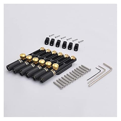 Zyzyzy 1 Zestaw Mostu Na Bezgłowy Most Ze Stali Nierdzewnej/Pojedynczy Most Gitara elektryczna system (Color : Black 6 Pieces-2)