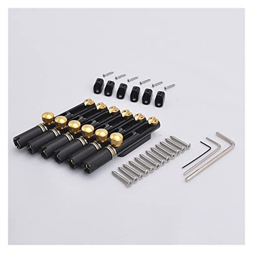 Zyzyzy 1 Zestaw Mostu Na Bezgłowy Most Ze Stali Nierdzewnej/Pojedynczy Most Gitara elektryczna system (Color : Black 6 Pieces-2)