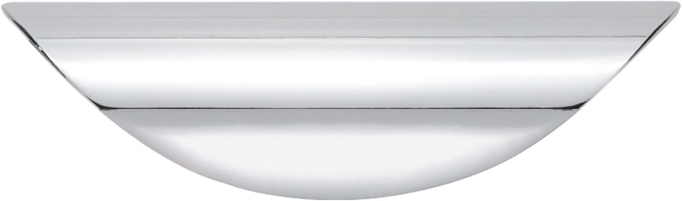 3.62 Inch Semi-Circular Chrome Edge Pull Handles for Cabinets 10Pcs, Zinc Alloy Finger Tab Pulls, 1.26 Inch Hole Spacing, Concealed Drawer Handles for Kitchen, Dresser, Wardrobe