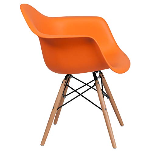 Flash Furniture 2 Pk. Alonza Series Orange Plastic Chair With Wooden Legs #TOP4