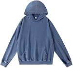 Mens Lightweight Hoodies Oversized Unisex Acid Wash Hoodie 100% Cotton Hooded Sweatshirt Men Streetwear with Pocket