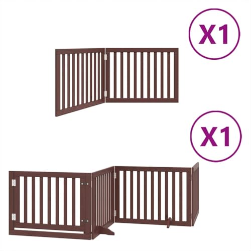 6- TLG. Hundetor mit Tür, faltbar 480 cm, aus Pappelholz mit wasserbasierter Lackierung, für Wohnzimmer, Küche und Treppe-2