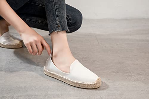 Image of Women's Classic Slip on Flat Shoes Casual Cap-Toe Platform Simple Espadrille Canvas Loafers