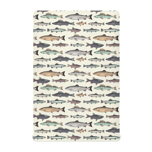 Vintage Fishes Fitted Crib Sheet for Boys Girls Baby Crib Sheet Crib Mattress Sheet Breathable Crib Sheets for Pack N Play Mattresses,52 X 28 in