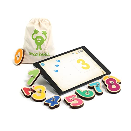 Marbotic - Smart Numbers for iPad & Samsung Tablets - Ages 3-5 - Interactive Wooden Numbers Set - Hands-on Educational Learning Games for Preschoolers (Smart Numbers) (Smart Numbers)