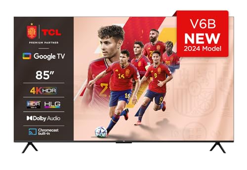 TCL 85V6B 85' 4K Ultra HD, HDR TV, Smart TV Powered by Google TV (Dolby Audio, Motion Clarity, Control por Voz, Compatible con Google Assistant, Chromecast Integrado)