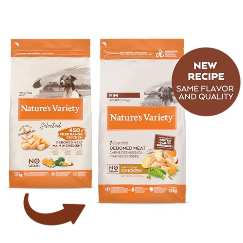 Nature's Variety Selected – Trockenfutter für ausgewachsene Hunde Kleiner Rassen – ohne Getreide – mit Huhn im Freien ohne Knochen – 1,5 kg