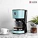 Haden Coffee Machine, 12 Cup Programmable Drip Coffee Maker with Auto Shut-Off Function and Reusable Washable Water Filter, Turquoise & Chrome