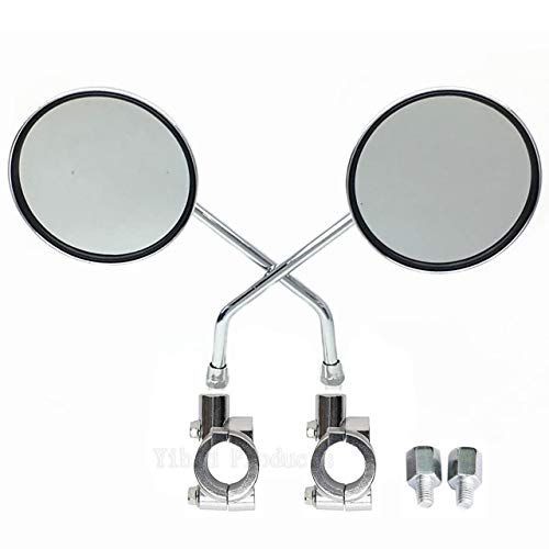 Yibid Universal Chrome 4" Round Motorcycle Bicycle Rearview Mirrors,with 7/8" Handlebar Mount for Honda Kawasaki Shadow Custom Suzuki Cruiser Hyosung Kymco Victory Vulcan Street Sports Dirt Bikes