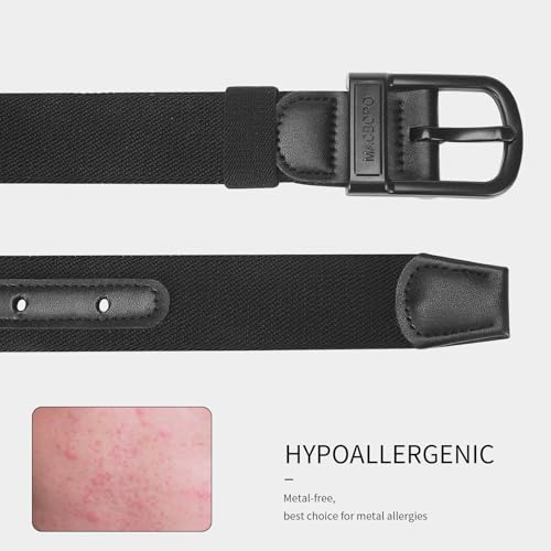 Stretch Golf Belt for Men – TSA Approved, Hypoallergenic, Non-Metal, Black Nylon with Leather Tab 1.38"3