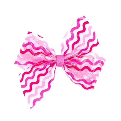 Wee Ones Lazo para cabello de verano con diseño de natación para niñas, tamaño mediano o king, con clip antideslizante WeeStay, rayas rosas