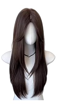 Long Straight Wig Women Korean Style Long Hair Natural Looking Synthetic Hairpiece Casual Daily Wig Dark Brown