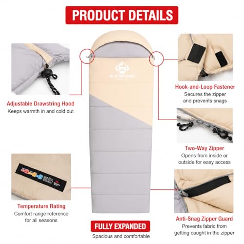 Bolsa de dormir sobre con capucha – Ligera, resistente al agua, 7 ft 3 in × 2 ft 7 in, portátil para camping y senderismo, calor para todas las estaciones, 2.65 lbs miniatura 6