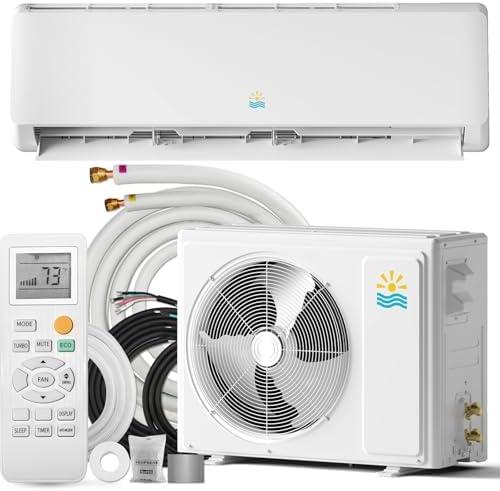 Rellytech 9000 BTU Mini Split Ac/Heating System - 19 SEER2 Split Air Conditioner Heating and Cooling, 115V Energy Efficient Ductless Split Ac Unit Cools Up to 450Sq.Ft, 24H Timer, Installation Kit