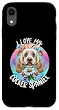 Installazione facile Custodia per iPhone XR I Love My Cocker Spaniel - Cucciolo floreale