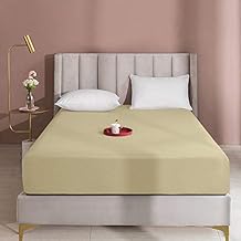 Twin XL-Beige 1 PC Fitted Sheet 100% Soft Cotton Yarns 600 Thread Counts Extra 15" Deep Pocket of Bottom Sheet Ultra Soft, Breathable Long Lasting Only Fitted Sheet