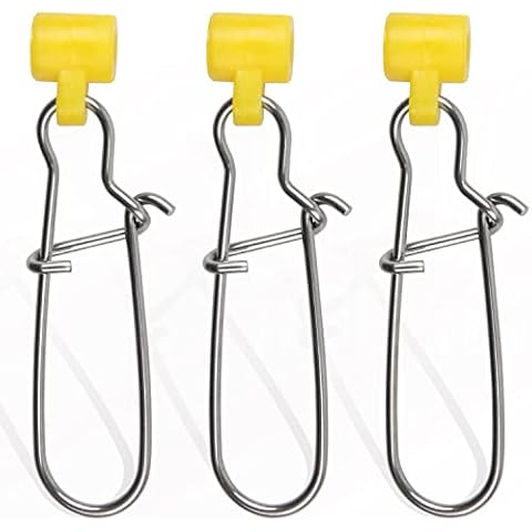 SILANON Fishing Plastic Sinker Slides Snaps - 28PCS Sturdy Strong Sinker Slide Heavy Duty Stainless Steel Snaps for Fishing Line Connector Fishing Tackle for Braided Line(Yellow) Cover