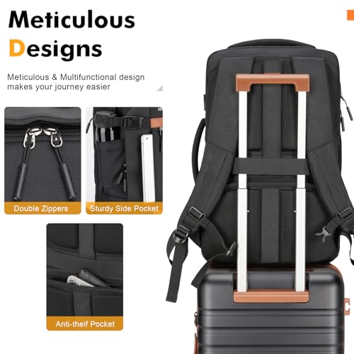 Luggage Sets 3 Piece with Spinner Wheels, Lightweight PC Hardside Suitcase with TSA Lock & YKK Zippers, 20 Inch Carry On Luggage with Travel Bag for Men and Women, Black image 1