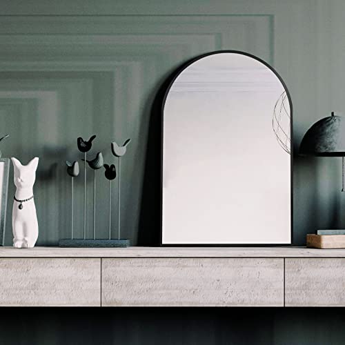 Image of HARRITPURE Wall Mounted Mirror Arch Mirror for Bathroom,Vanity Mirror Aluminum Alloy Metal Frame Home Decor for Bathroom Bedroom Living Room Entryway (Black-2Pcs, 20 inch*30 inch)