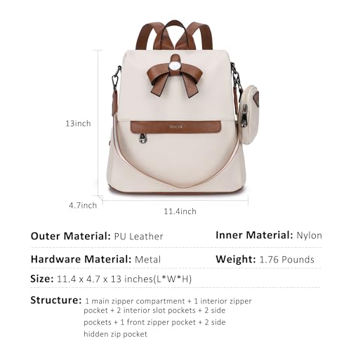 Image of ZOCAI Backpack Purse for Women Fashion Backpack Purses PU Leather Daypacks Anti-Theft Shoulder Bag Satchel Purse