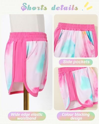 Image of SANMIO Toddler Girl Clothes Summer Toddler Girls Color Block Short Sleeve Shorts Sweatsuit Outfits 2 Piece Clothing Set