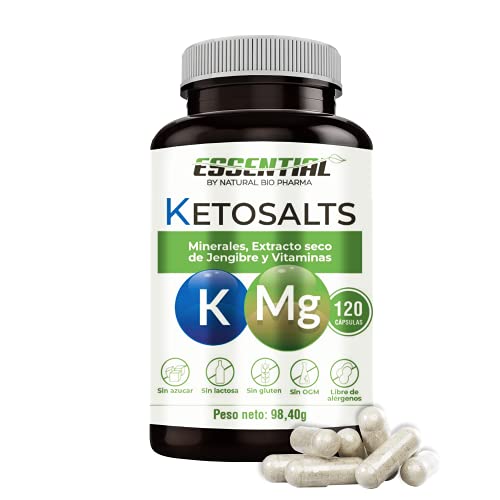 Keto actives Base de Extracto seco de Jengibre, Vitaminas y Minerales Esencial para aportar sales y vitaminas necesarias en la dieta keto: Potasio, Tricálcico, Magnesio Trisódico, B6 y D3